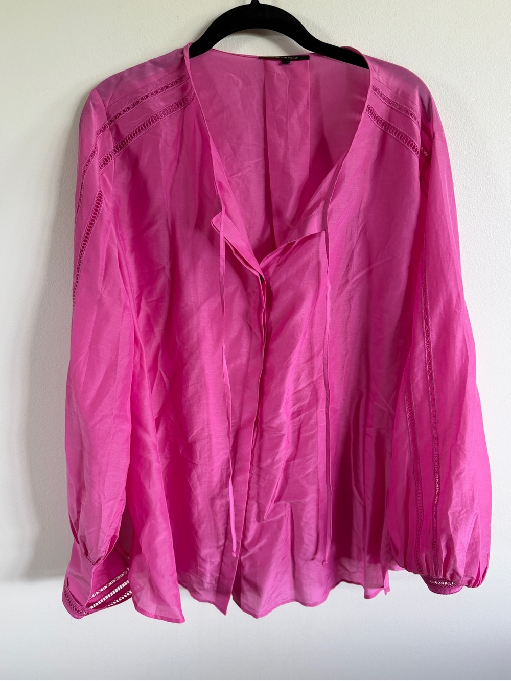 Kobi Halperin Hot Pink V-Neck Long Sleeve Blouse xxl